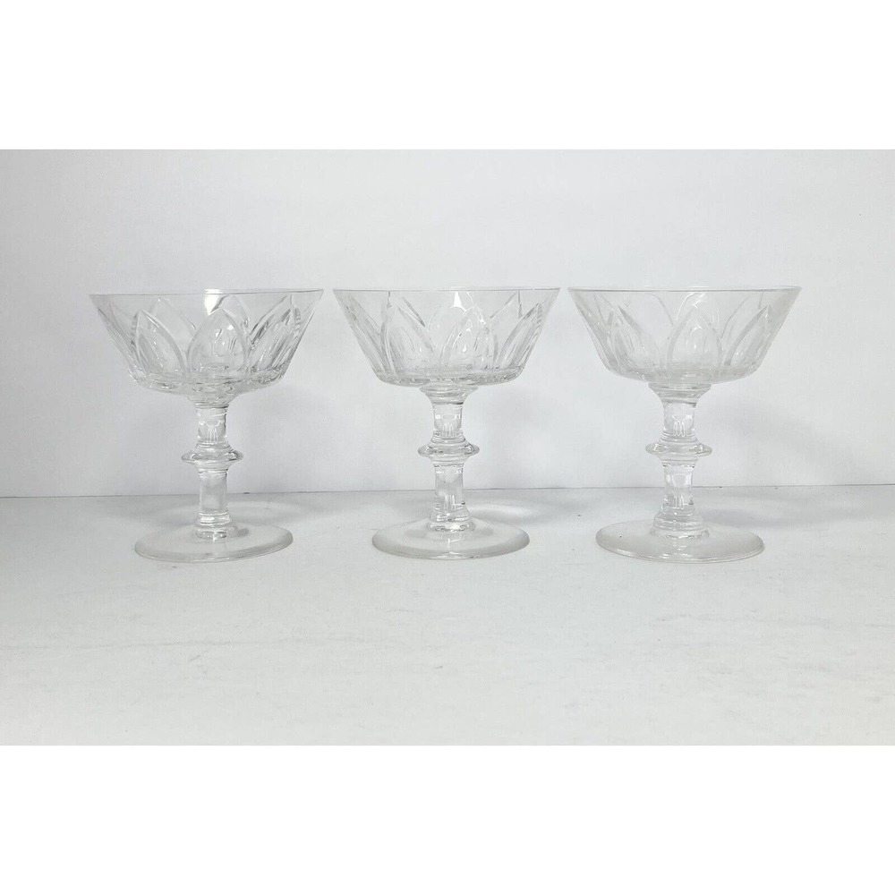 Royal Leerdam GOTHIC, Set of 3 Crystal Champagne Coupe Glasses, 4 5/8”